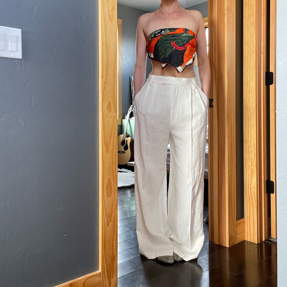 ZARA Linen Pants with Darts - size M